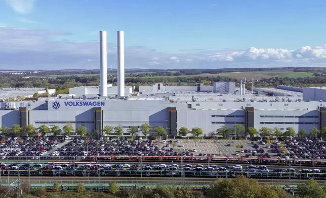 A view of the Volkswagen plant in Zwickau, Germany, on Monday, Oct. 28, 2024. (Hendrik Schmidt/dpa via AP)