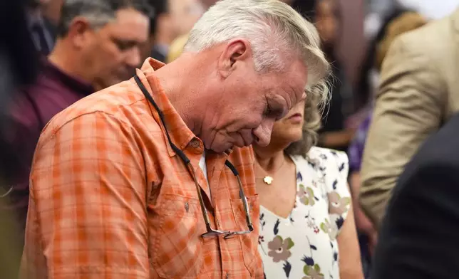 Ron Tuttle, brother of Dennis Tuttle, listens as former Houston police officer Gerald Goines is sentenced to 60 years behind bars on a pair of felony murder convictions on Tuesday, Oct. 8, 2024, in Houston. Goines was found guilty of felony murder in the 2019 deaths of Dennis Tuttle and Rhogena Nicholas. (Brett Coomer/Houston Chronicle via AP)