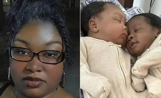 This undated photo combo shows from left, Kobe Williams, and her twin sons Khazmir Williams and Khyzier Williams who were killed in their home in Thomson, Ga., by a falling tree during Hurricane Helene on Monday, Sept. 30, 2024. (Obie Lee Williams via AP)