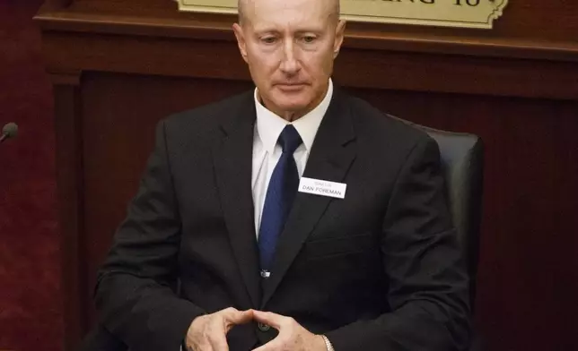 FILE - Idaho Sen. Dan Foreman, R-Moscow, waits for the State of the State address inside the house chambers at the state Capitol building, on Jan. 9, 2017 in Boise, Idaho. (AP Photo/Otto Kitsinger, File)