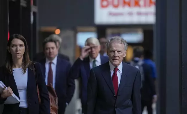 Former Illinois House Speaker Michael Madigan arrives at federal court where he is on trial for charges in a multimillion-dollar racketeering and bribery scheme Monday, Oct. 21, 2024, in Chicago. (AP Photo/Erin Hooley)