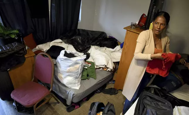 Sofia Roca packed her belongings as she prepared to leave Aurora, Colorado, on March 29, 2024. (AP Photo/Thomas Peipert)