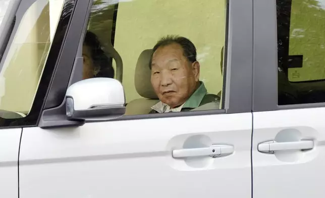 Iwao Hakamada, who was on death row for nearly a half-century and was acquitted last month by the Shizuoka District Court, rides a car in Hamamatsu, Shizuoka prefecture, central Japan, Thursday, Oct. 17, 2024. (AP Photo/Eugene Hoshiko)