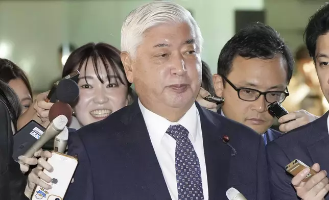 Japanese Defense Minister Gen Nakatani arrives at the prime minister's office in Tokyo Thursday, Oct. 31, 2024. (Kyodo News via AP)