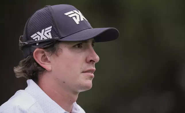 Nico Echavarria of Colombia is seen on the 16th hole in the third round of the PGA Tour Zozo Championship at the Narashino Country Club in Inzai on the outskirts of Tokyo, Saturday, Oct. 26, 2024. (AP Photo/Tomohiro Ohsumi)