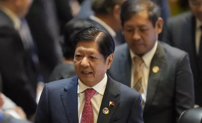 Philippines President Ferdinand Marcos Jr. attend the 44th the Association of Southeast Asian Nations (ASEAN) Minister in Vientiane, Laos, Wednesday, Oct. 9, 2024. (AP Photo/Sakchai Lalit)