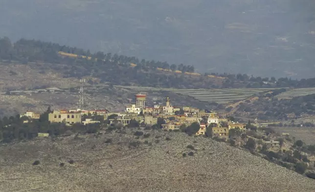 This photo provided by Ayman Jaber shows a general view of Mhaibib, a Lebanese border village with Israel, south Lebanon, Nov. 30, 2023. (Courtesy of Ayman Jaber via AP)