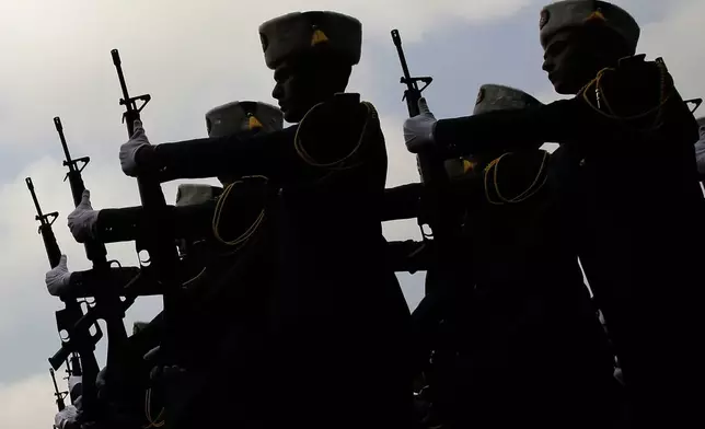 FILE - Lebanese officers parade during a graduation ceremony marking the 74th Army Day, at a military barracks in Beirut's suburb of Fayadiyeh, Lebanon, on Aug. 1, 2019. (AP Photo/Hassan Ammar)