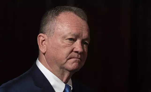 Newly appointed Los Angeles Police Chief Jim McDonnell listens to questions from the media during a news conference in Los Angeles, Friday, Oct. 4, 2024. (AP Photo/Jae C. Hong)