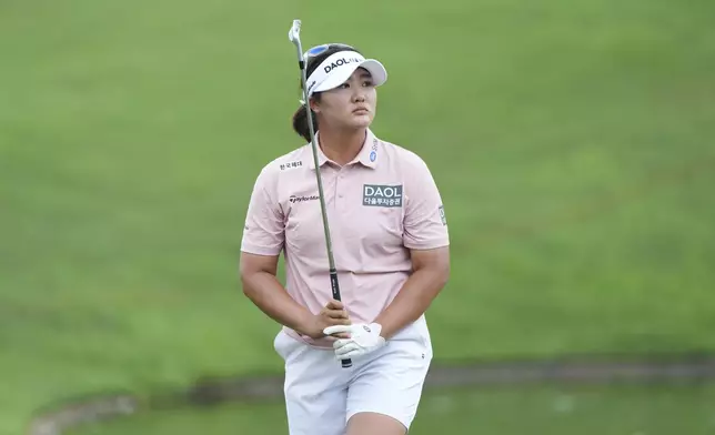 Ryu Haeran of South Korea's, watches her fairway shot on the 14th hole during the LPGA Tour's Maybank Championship at Kuala Lumpur Golf and Country club in Kuala Lumpur, Sunday, Oct. 27, 2024. (AP Photo/Vincent Thian)