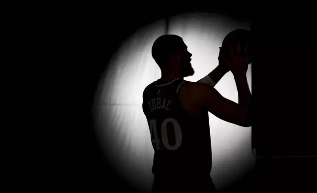 LA Clippers center Ivica Zubac poses during the NBA basketball team's media day, Monday, Sept. 30, 2024, in Inglewood, Calif. (AP Photo/Ryan Sun)