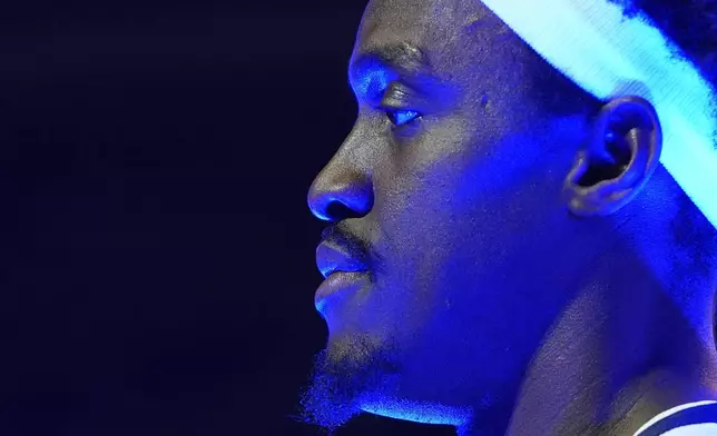 Indiana Pacers' Pascal Siakam poses during the NBA basketball team's media day, Monday, Sept. 30, 2024, in Indianapolis. (AP Photo/Darron Cummings)