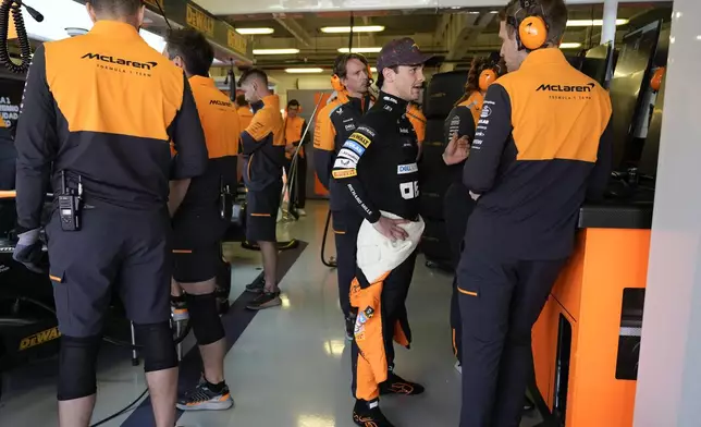 McLaren driver Pato O'Ward, of Mexico, receives instructions during the first free practice ahead of the Formula One Mexico Grand Prix auto race at the Hermanos Rodriguez racetrack in Mexico City, Friday, Oct. 25, 2024. (AP Photo/Moises Castillo)