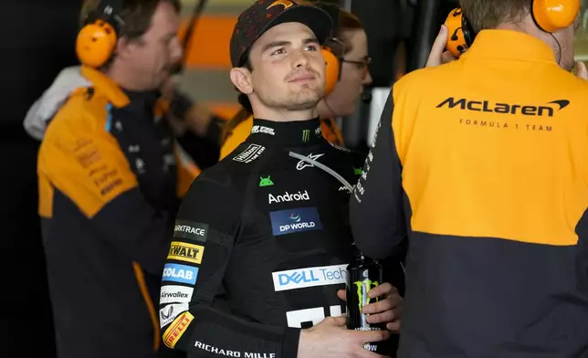 McLaren driver Pato O'Ward, of Mexico, receives instructions during the first free practice ahead of the Formula One Mexico Grand Prix auto race at the Hermanos Rodriguez racetrack in Mexico City, Friday, Oct. 25, 2024. (AP Photo/Moises Castillo)