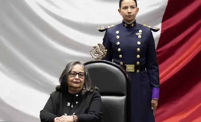 Supreme Court President Norma Pina attends the swearing-in ceremony of Claudia Sheinbaum as Mexico's new president at Congress in Mexico City, Tuesday, Oct. 1, 2024. (AP Photo/Eduardo Verdugo)