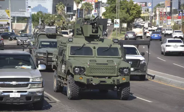 National Guards patrol the streets in Culiacan, Sinaloa state, Mexico, Monday, Oct. 14, 2024. (AP Photo)