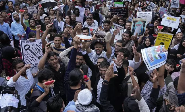 Demonstrators participate in a pro-Palestinian protest in Bengaluru, India, Saturday, Oct. 5, 2024. (AP Photo/Aijaz Rahi) Palestinian