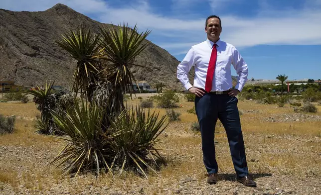 Bud Stoddard, a regional church leader, poses for a photograph at a site near Las Vegas, where The Church of Jesus Christ of Latter-day Saints plans to build a new temple, May 16, 2024. (AP Photo/Ty ONeil)