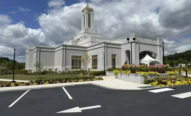 The new Pittsburgh Pennsylvania Temple of The Church of Jesus Christ of Latter-day Saints is seen on Aug. 12, 2024, in Cranberry, Pa. (AP Photo/Peter Smith)