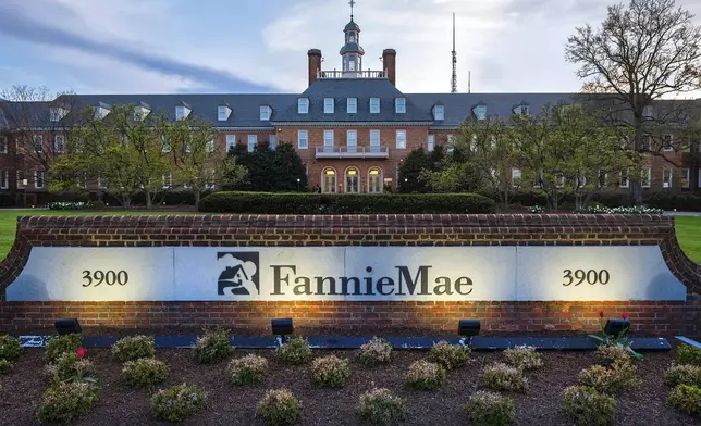 FILE- This April 21, 2018, file photo shows the Fannie Mae headquarters building in Washington. (AP Photo/J. David Ake, File)