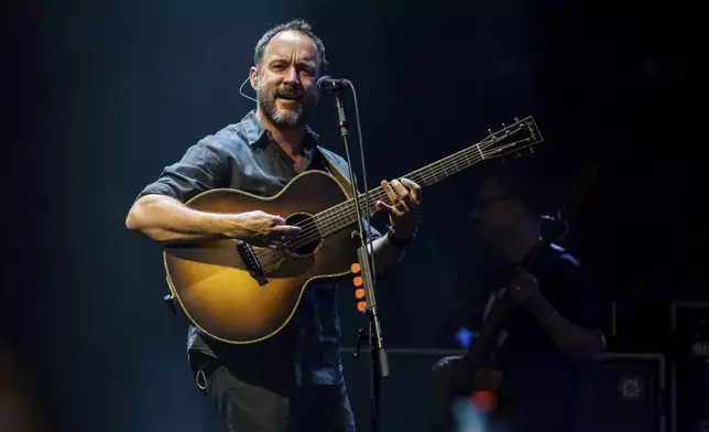 FILE - Dave Matthews, of Dave Matthews Band, performs on Tuesday, July 27, 2021, at Ameris Bank Amphitheatre in Alpharetta, Ga. (Photo by Paul R. Giunta/Invision/AP, File)