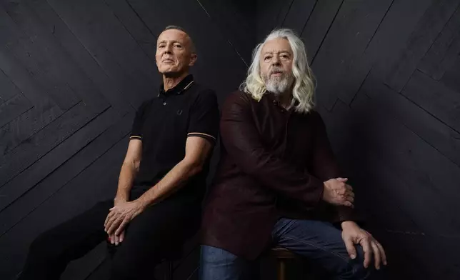 FILE - Curt Smith, left, and Roland Orzabal, of the band Tears For Fears, pose for a portrait in Los Angeles on Jan. 19, 2022. (AP Photo/Chris Pizzello, File)