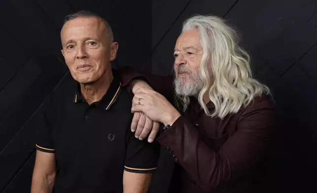 FILE - Curt Smith, left, and Roland Orzabal, of the band Tears For Fears, pose for a portrait in Los Angeles on Jan. 19, 2022. (AP Photo/Chris Pizzello, File)