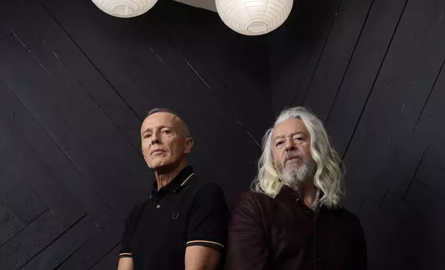 FILE - Curt Smith, left, and Roland Orzabal, of the band Tears For Fears, pose for a portrait in Los Angeles on Jan. 19, 2022. (AP Photo/Chris Pizzello, File)