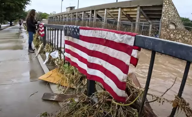 In this image taken from video, debris and damage and are seen from severe flooding in Roswell, N.M., Sunday, Oct. 20, 2024. (Juliana Halvorson via AP)