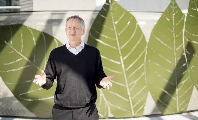 Computer scientist Geoffrey Hinton, who studies neural networks used in artificial intelligence applications, poses at Google's Mountain View, Calif, headquarters on Wednesday, March 25, 2015. (AP Photo/Noah Berger)