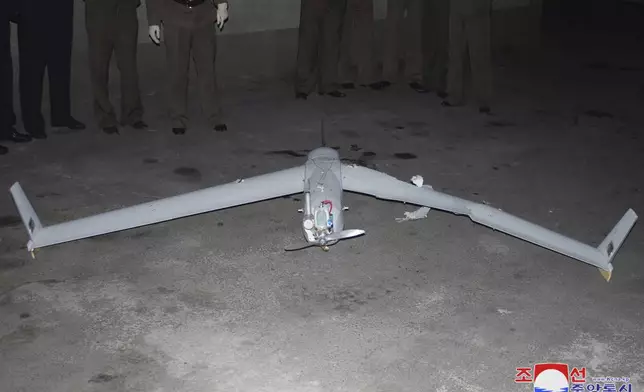This undated photo provided on Saturday, Oct. 19, 2024 by the North Korean government, shows what it says a South Korean drone at an undisclosed place in North Korea. Independent journalists were not given access to cover the event depicted in this image distributed by the North Korean government. The content of this image is as provided and cannot be independently verified. Korean language watermark on image as provided by source reads: "KCNA" which is the abbreviation for Korean Central News Agency. (Korean Central News Agency/Korea News Service via AP)