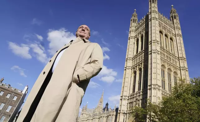 FILE - Alex Salmond speaks to the media on College Green, Westminster, London on Oct. 11, 2022. (Stefan Rousseau/PA via AP)