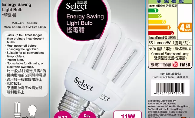 Supply of four compact fluorescent lamp models, one washing machine model and three induction cooker models forbidden in HK  Source: HKSAR Government Press Releases