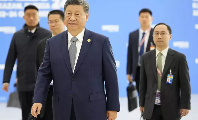 Chinese President Xi Jinping arrives at the BRICS Summit in Kazan, Russia, Thursday, Oct. 24, 2024. (AP Photo/Alexander Zemlianichenko, Pool)