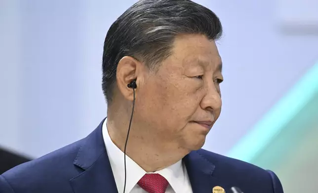 Chinese President Xi Jinping attends the BRICS Summit narrow format session in Kazan, Russia, Wednesday, Oct. 23, 2024. (Alexander Nemenov, Pool Photo via AP)