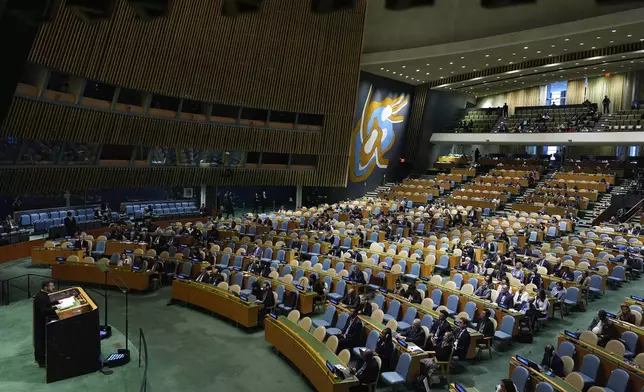 FILE - Ukraine President Volodymyr Zelenskyy addresses the 79th session of the United Nations General Assembly, Wednesday, Sept. 25, 2024, at UN headquarters. (AP Photo/Julia Demaree Nikhinson, File)