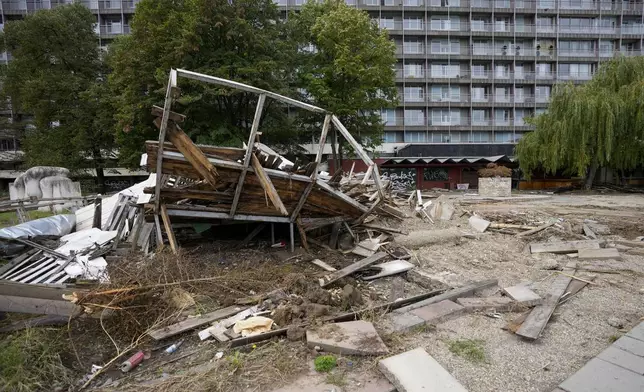 A view of Hotel Yugoslavia, once a symbol of progress in the former socialist state of Yugoslavia that broke apart in the 1990s and a favorite gathering place for local residents as well as world leaders, in Belgrade, Serbia, Thursday, Oct. 3, 2024. (AP Photo/Darko Vojinovic)