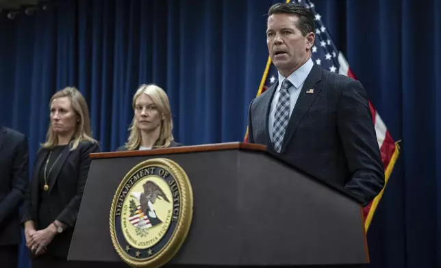 Assistant Director in Charge of the FBI's New York Field Office James Dennehy speaks during a press conference regarding the arrests of former Abercrombie &amp; Fitch CEO Mike Jeffries and his partners as part of sex trafficking investigation at the U.S. Attorney's Office, Tuesday, Oct. 22, 2024, in New York. (AP Photo/Yuki Iwamura)