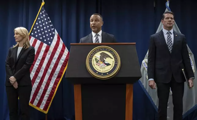 United States Attorney for the Eastern District of New York Breon Peace speaks during a press conference regarding the arrests of former Abercrombie &amp; Fitch CEO Mike Jeffries and his partners as part of sex trafficking investigation at the U.S. Attorney's Office, Tuesday, Oct. 22, 2024, in New York. (AP Photo/Yuki Iwamura)