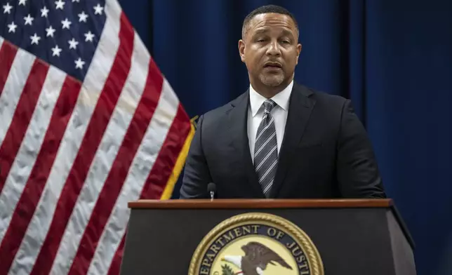 United States Attorney for the Eastern District of New York Breon Peace speaks during a press conference regarding the arrests of former Abercrombie &amp; Fitch CEO Mike Jeffries and his partners as part of sex trafficking investigation at the U.S. Attorney's Office, Tuesday, Oct. 22, 2024, in New York. (AP Photo/Yuki Iwamura)