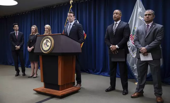 Assistant Director in Charge of the FBI's New York Field Office James Dennehy speaks during a press conference regarding the arrests of former Abercrombie &amp; Fitch CEO Mike Jeffries and his partners as part of sex trafficking investigation at the U.S. Attorney's Office, Tuesday, Oct. 22, 2024, in New York. (AP Photo/Yuki Iwamura)