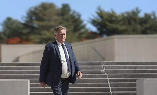 James Jacobson walks outside of the federal courthouse before his arraignment on sex trafficking and interstate prostitution charges connected to the former CEO of Abercrombie &amp; Fitch, Friday, Oct. 25, 2024, in Central Islip, N.Y. (AP Photo/Heather Khalifa)