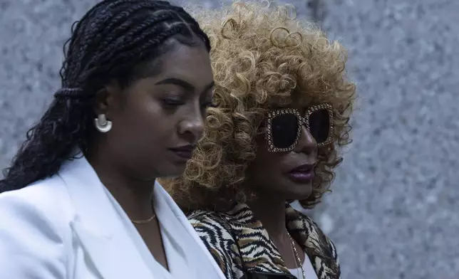 Janice Combs, right, mother of Sean "Diddy Combs, arrives at Manhattan federal court, Thursday, Oct. 10 2024, in New York. (AP Photo/Yuki Iwamura)