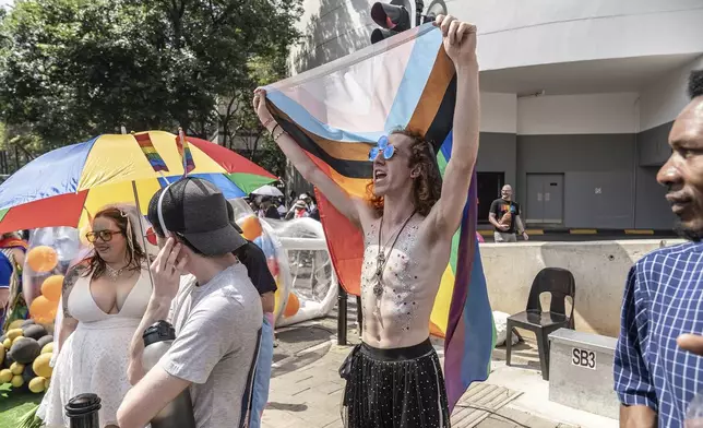 Members of the LGTBQ community take part in a Pride march in Johannesburg, South Africa Saturday, Oct. 26, 2024. (AP Photo)