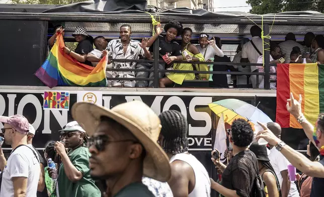 Members of the LGTBQ community take part in a Pride march in Johannesburg, South Africa Saturday, Oct. 26, 2024. (AP Photo)