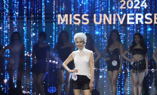 South Korean Choi Soon-hwa, 81-year-old, competes during the 2024 Miss Universe Korea in Seoul, South Korea, Monday, Sept. 30, 2024. (AP Photo/Lee Jin-man)