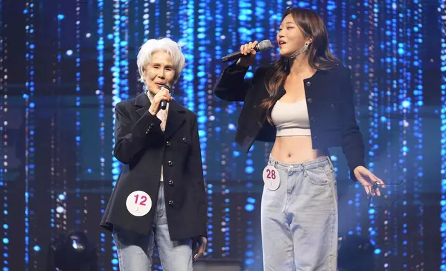 South Korean Choi Soon-hwa, 81-year-old, performs during the 2024 Miss Universe Korea in Seoul, South Korea, Monday, Sept. 30, 2024. (AP Photo/Lee Jin-man)