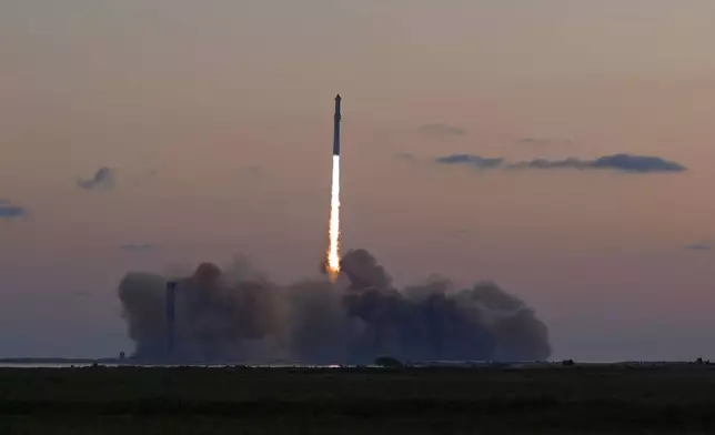 SpaceX's mega rocket Starship lifts off from Starbase for a test flight Sunday, Oct. 13, 2024, in Boca Chica,, Texas. (AP Photo/Eric Gay)