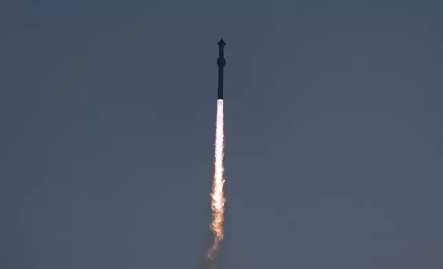 SpaceX's mega rocket Starship lifts off from Starbase for a test flight Sunday, Oct. 13, 2024, in Boca Chica,, Texas. (AP Photo/Eric Gay)