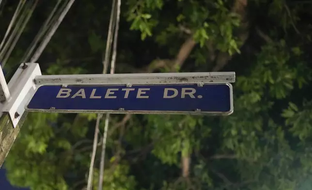 A street sign for Balete Drive is seen in Quezon City, Philippines, Friday, Oct. 25, 2024. (AP Photo/Aaron Favila)